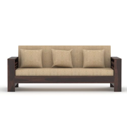 Taskara Solid Wood 3 Seater Wooden Sofa Set For Living Room | Furniture - Image 4
