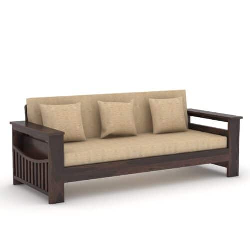 Furnora Solid Wood 3 Seater Wooden Sofa Set For Living Room | Furniture - Image 6
