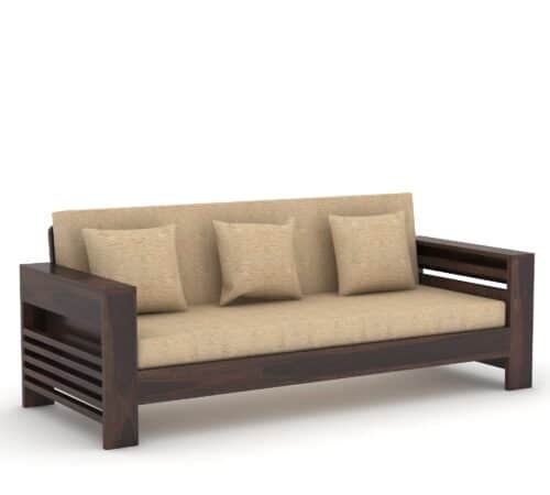 Taskara Solid Wood 3 Seater Wooden Sofa Set For Living Room | Furniture - Image 3