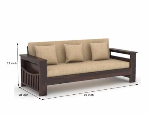 Furnora Solid Wood 3 Seater Wooden Sofa Set For Living Room | Furniture - Image 3