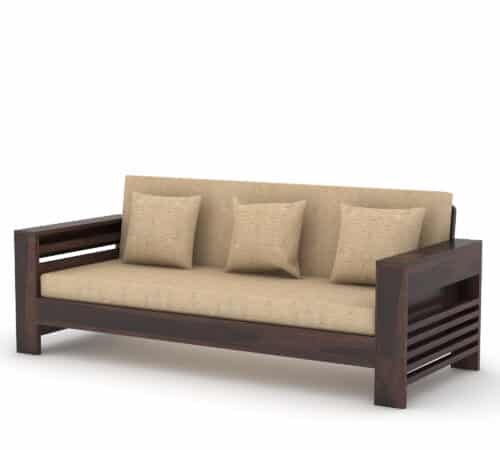 Taskara Solid Wood 3 Seater Wooden Sofa Set For Living Room | Furniture - Image 5