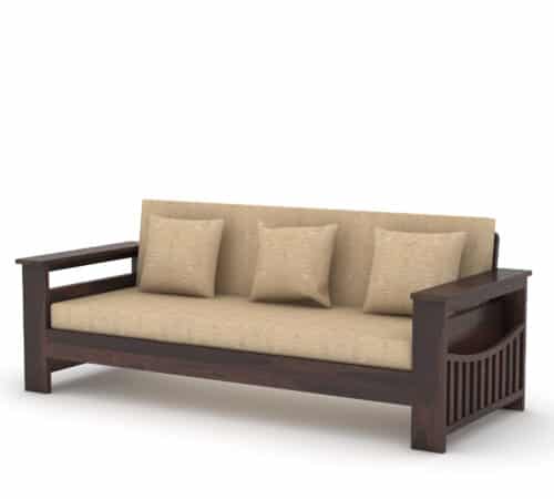 Furnora Solid Wood 3 Seater Wooden Sofa Set For Living Room | Furniture - Image 5
