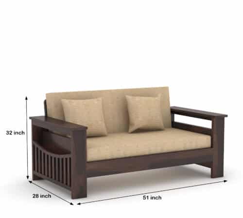 Workix Solid Wood 2 Seater Wooden Sofa Set For Living Room | Furniture - Image 5