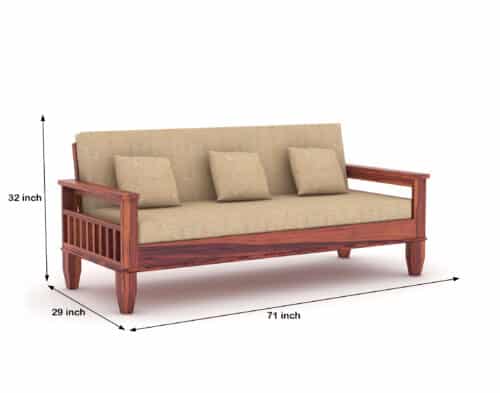 Deska 3 Seater Wooden Sofa - Image 4