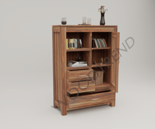 Taskon Wood Bookshelf Cabinet with Glass Door - Image 4