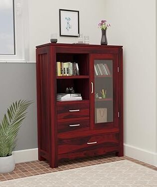 Bookshelf Cabinet with Glass Door