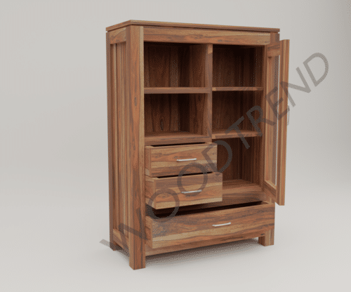 Taskon Wood Bookshelf Cabinet with Glass Door - Image 6
