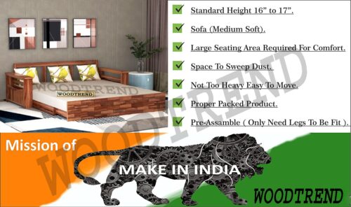 Taskify 3 Seater Sofa Cums Bed for Bedroom & Living Room - Image 7