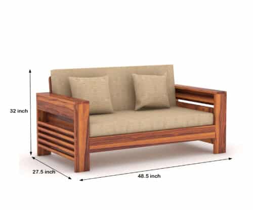 Furnora Solid Wood 2 Seater Wooden Sofa Set For Living Room | Furniture - Image 6