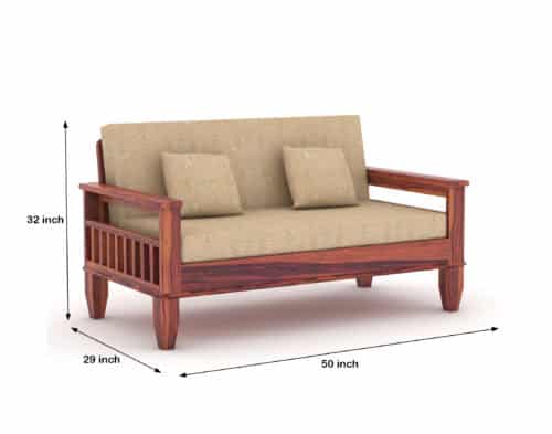 Ergola Solid Wood 2 Seater Wooden Sofa Set For Living Room | Furniture - Image 3