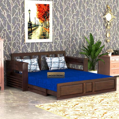 Furnix Solid Sheesham Wood 3 Seater Sofa Cum Bed
